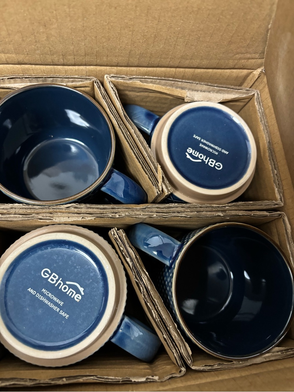 Blue Ceramic Mug Set - Textured Pattern Dinnerware - Picture 7 of 7